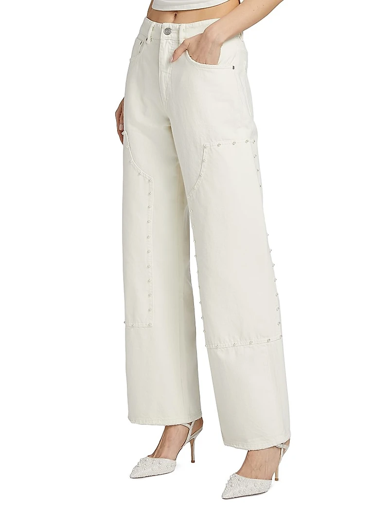 Pearl Embellished Carpenter Jeans