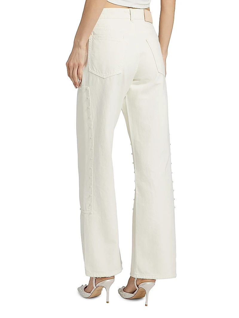 Pearl Embellished Carpenter Jeans