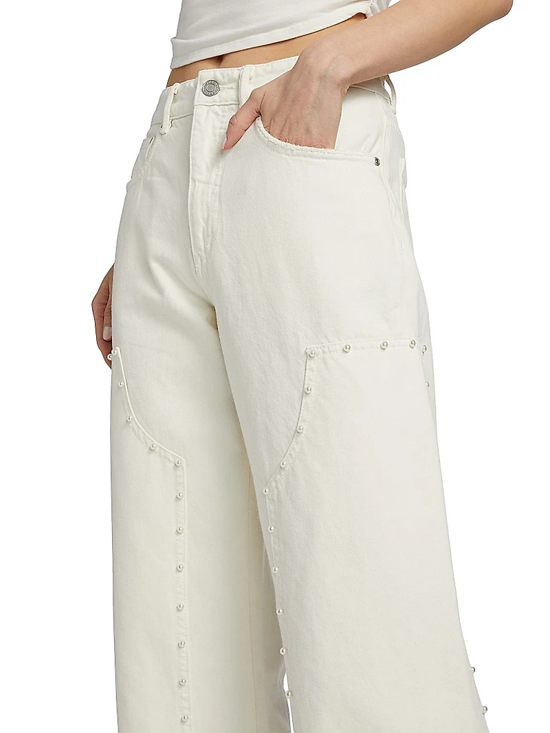 Pearl Embellished Carpenter Jeans