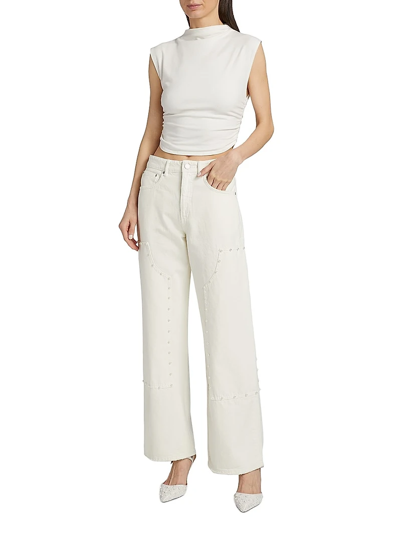 Pearl Embellished Carpenter Jeans