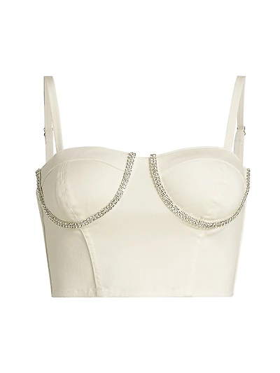 Corsette Rhinestone-Embellished Crop Top