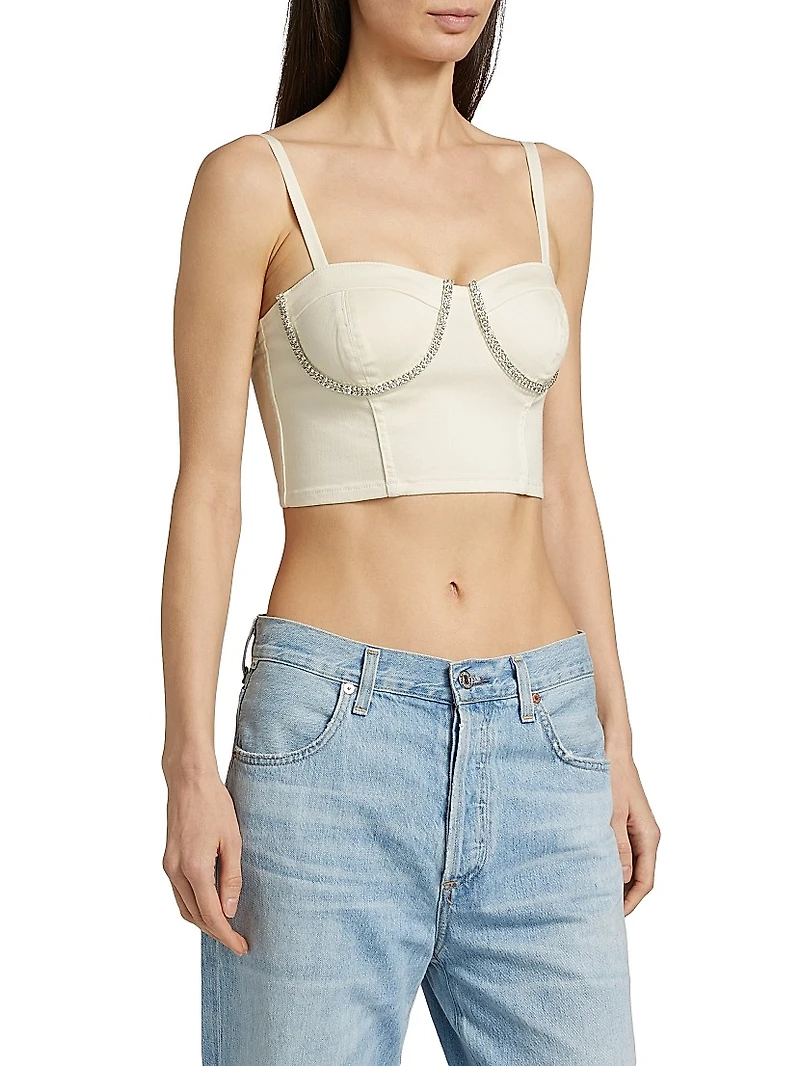 Corsette Rhinestone-Embellished Crop Top