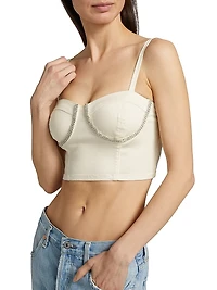 Corsette Rhinestone-Embellished Crop Top