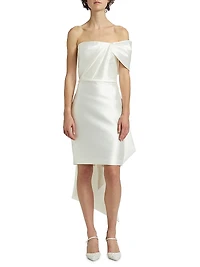 One-Shoulder Bow Back Satin Dress