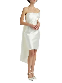 One-Shoulder Bow Back Satin Dress