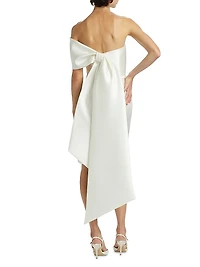 One-Shoulder Bow Back Satin Dress