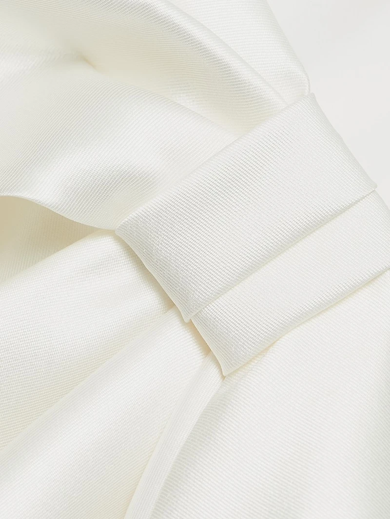 One-Shoulder Bow Back Satin Dress