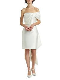 One-Shoulder Bow Back Satin Dress