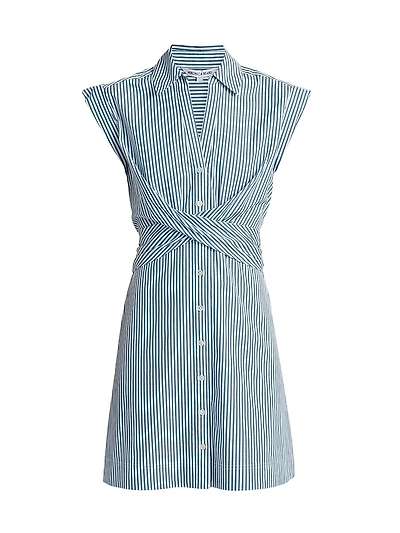 Nagano Striped Stretch Cotton Shirtdress