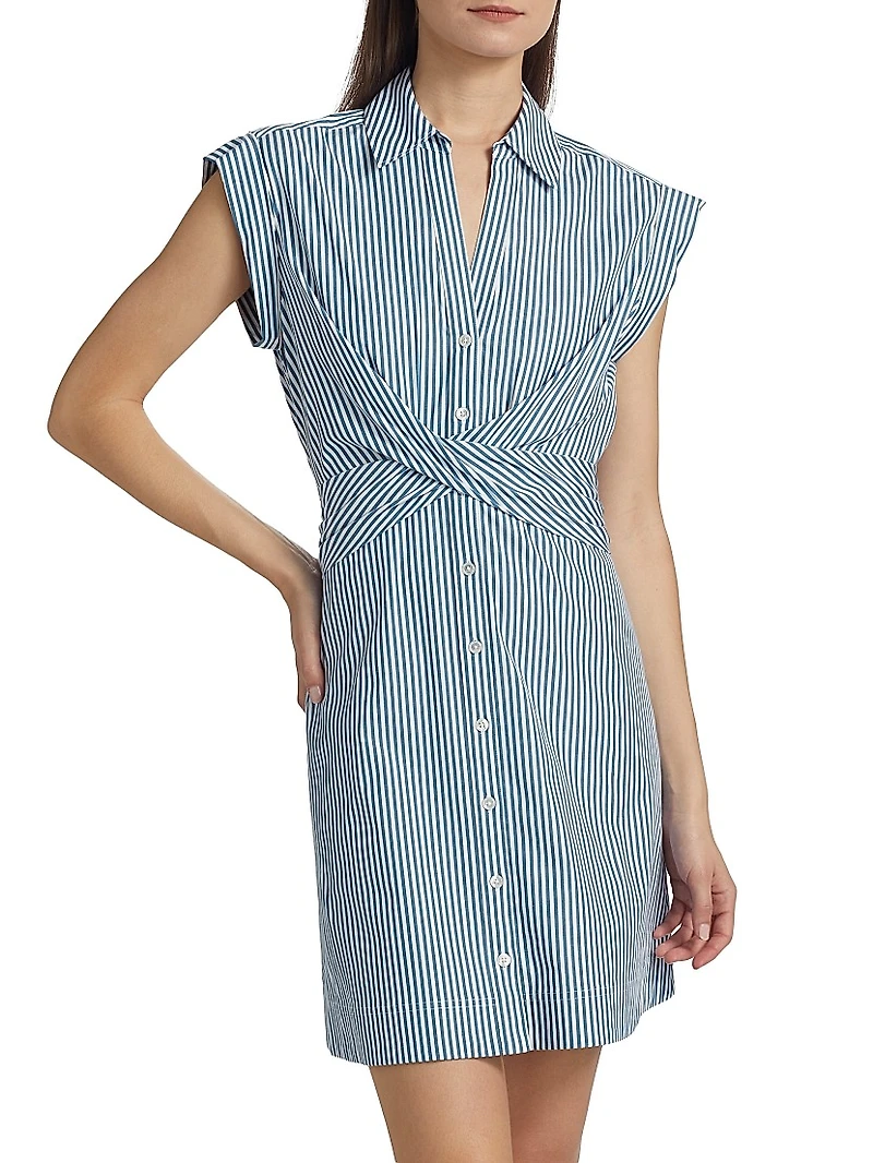 Nagano Striped Stretch Cotton Shirtdress