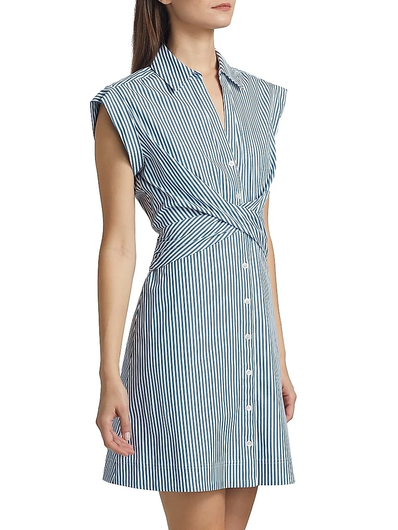 Nagano Striped Stretch Cotton Shirtdress