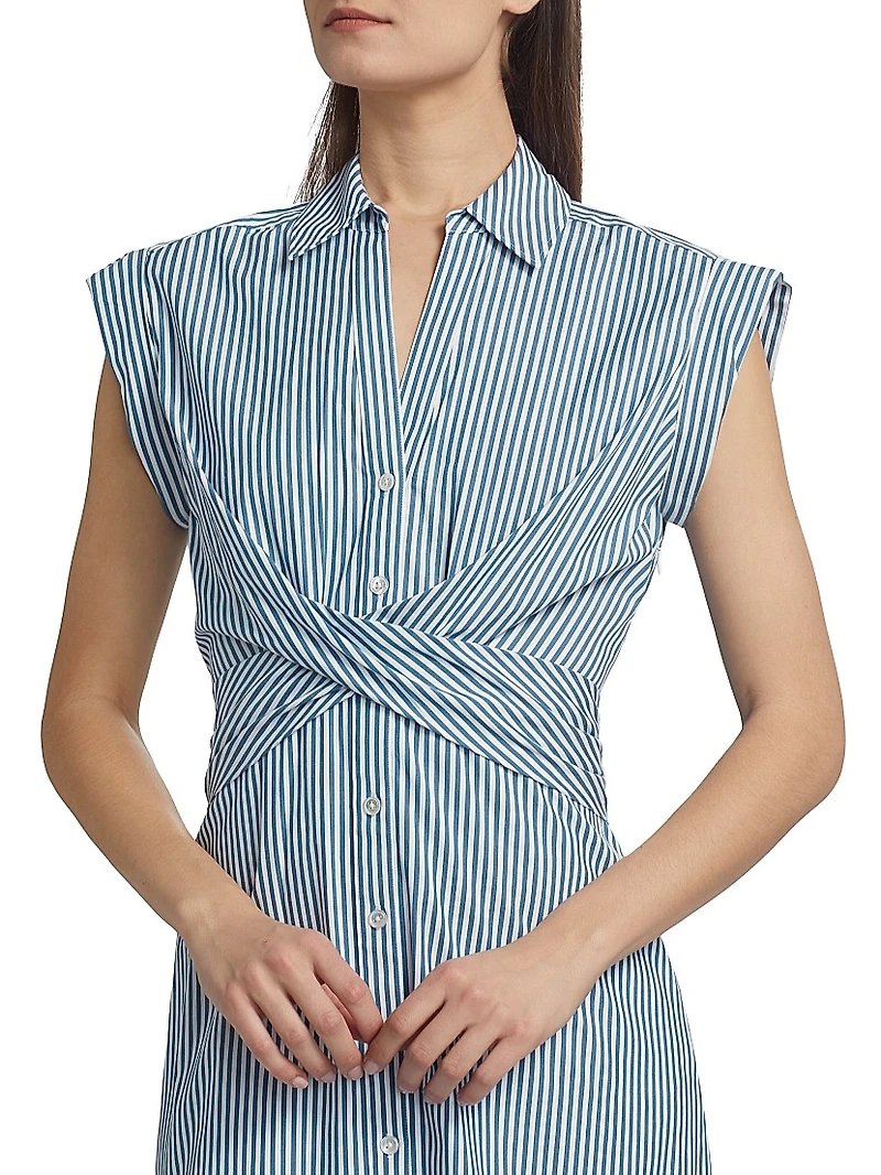 Nagano Striped Stretch Cotton Shirtdress