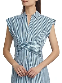Nagano Striped Stretch Cotton Shirtdress