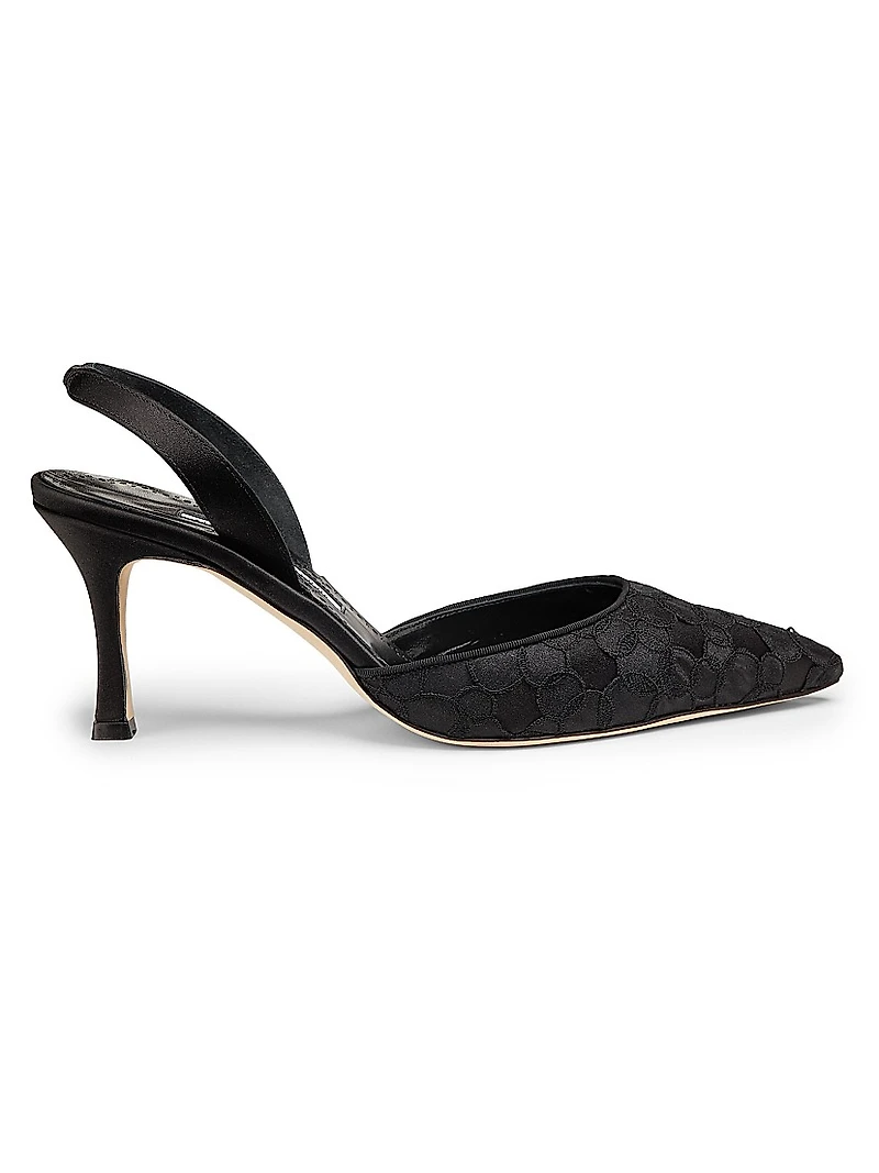 Carolyne 70MM Embroidered Satin Slingback Pumps