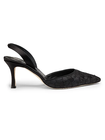Carolyne 70MM Embroidered Satin Slingback Pumps