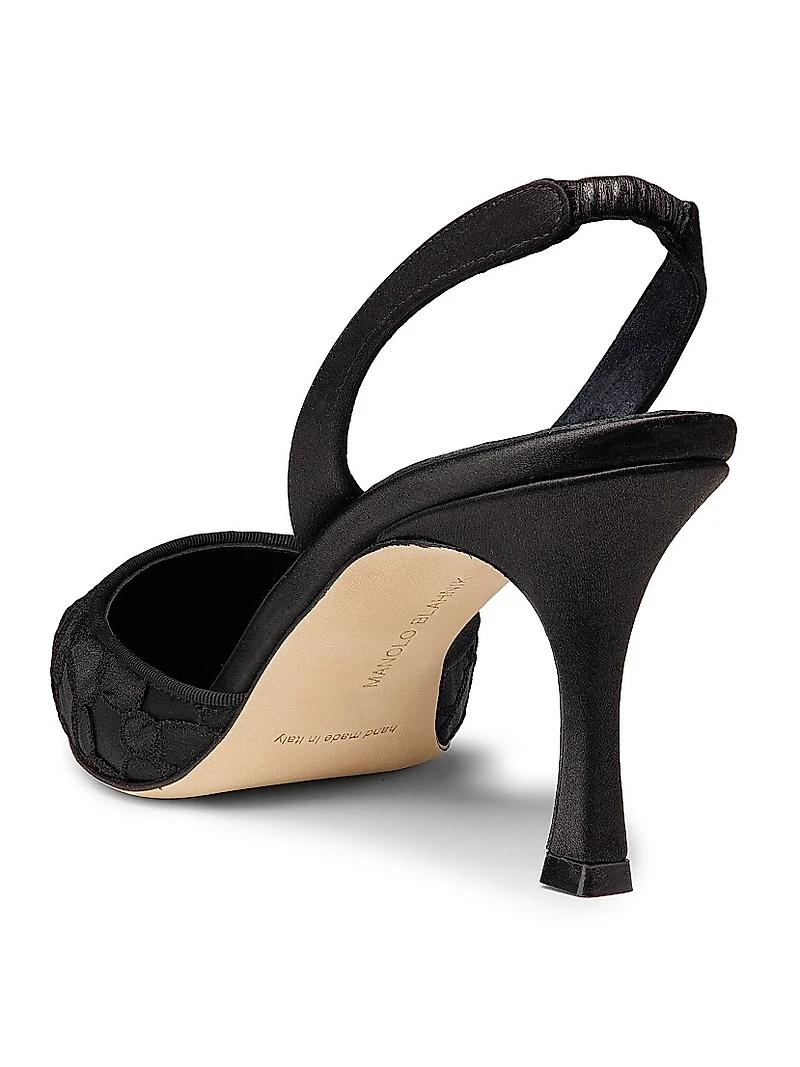 Carolyne 70MM Embroidered Satin Slingback Pumps