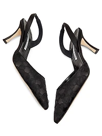Carolyne 70MM Embroidered Satin Slingback Pumps