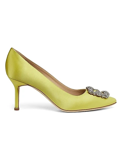 Hangisi 70MM Crystal-Embellished Satin Pumps