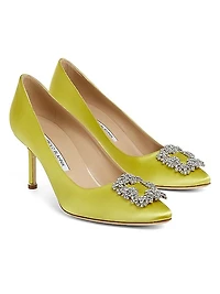 Hangisi 70MM Crystal-Embellished Satin Pumps