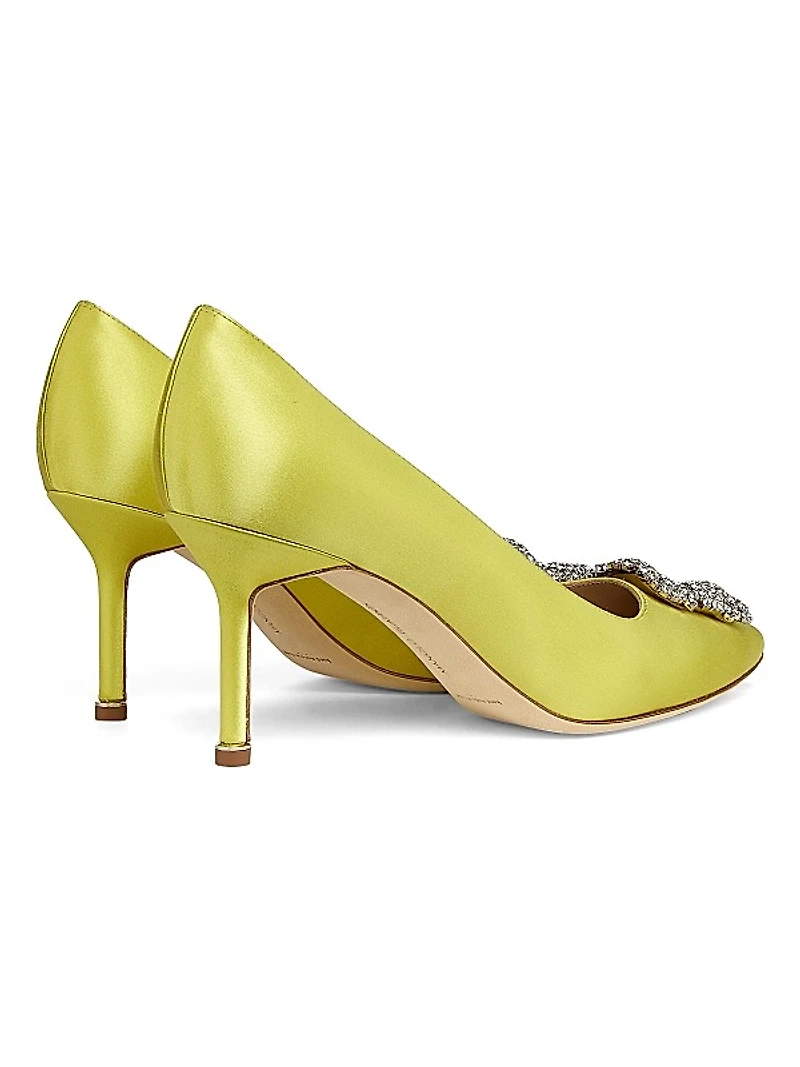 Hangisi 70MM Crystal-Embellished Satin Pumps