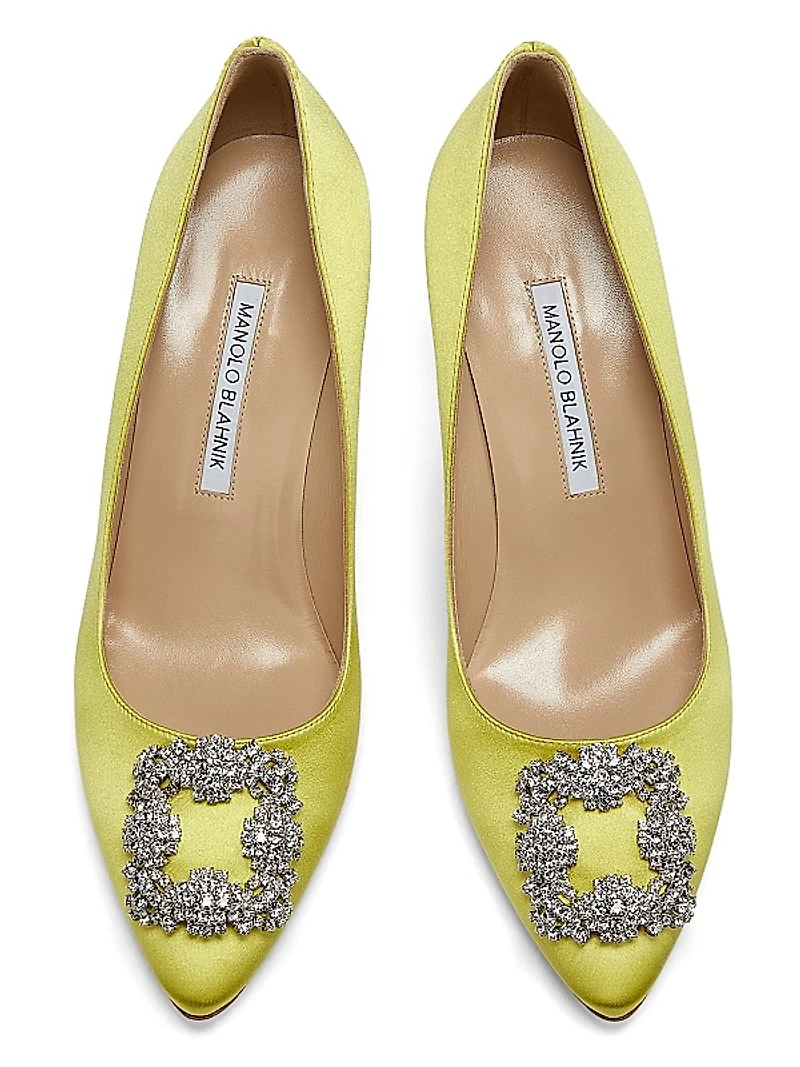 Hangisi 70MM Crystal-Embellished Satin Pumps