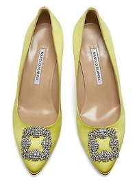 Hangisi 70MM Crystal-Embellished Satin Pumps