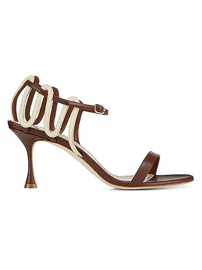 Chafarsan 70MM Two-Tone Spiral Leather Sandals