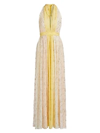 Leigh Metallic Spotted Halter Gown