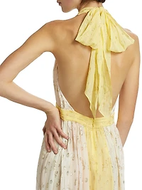 Leigh Metallic Spotted Halter Gown