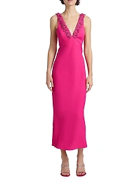 Kallie Beaded Floral Appliqué Gown