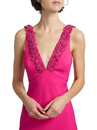 Kallie Beaded Floral Appliqué Gown