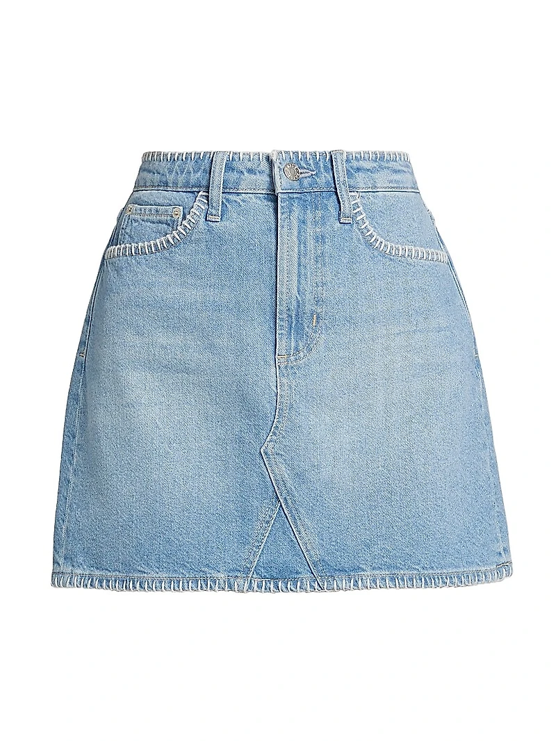 Laurel Whipstitched Cotton Denim Miniskirt