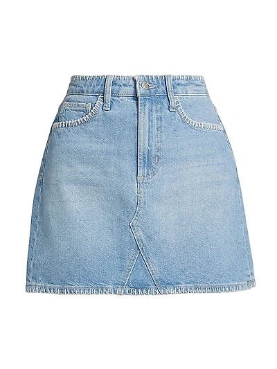 Laurel Whipstitched Cotton Denim Miniskirt