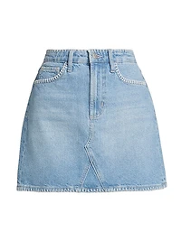 Laurel Whipstitched Cotton Denim Miniskirt
