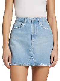 Laurel Whipstitched Cotton Denim Miniskirt