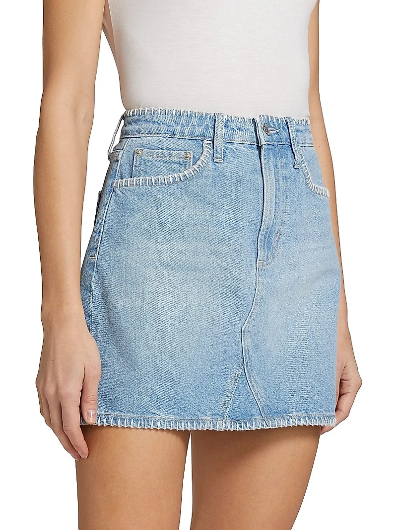 Laurel Whipstitched Cotton Denim Miniskirt