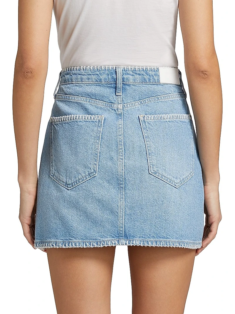 Laurel Whipstitched Cotton Denim Miniskirt