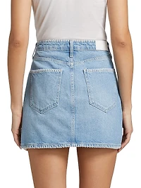 Laurel Whipstitched Cotton Denim Miniskirt