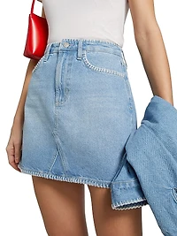 Laurel Whipstitched Cotton Denim Miniskirt