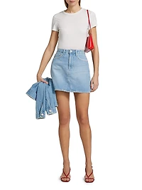 Laurel Whipstitched Cotton Denim Miniskirt