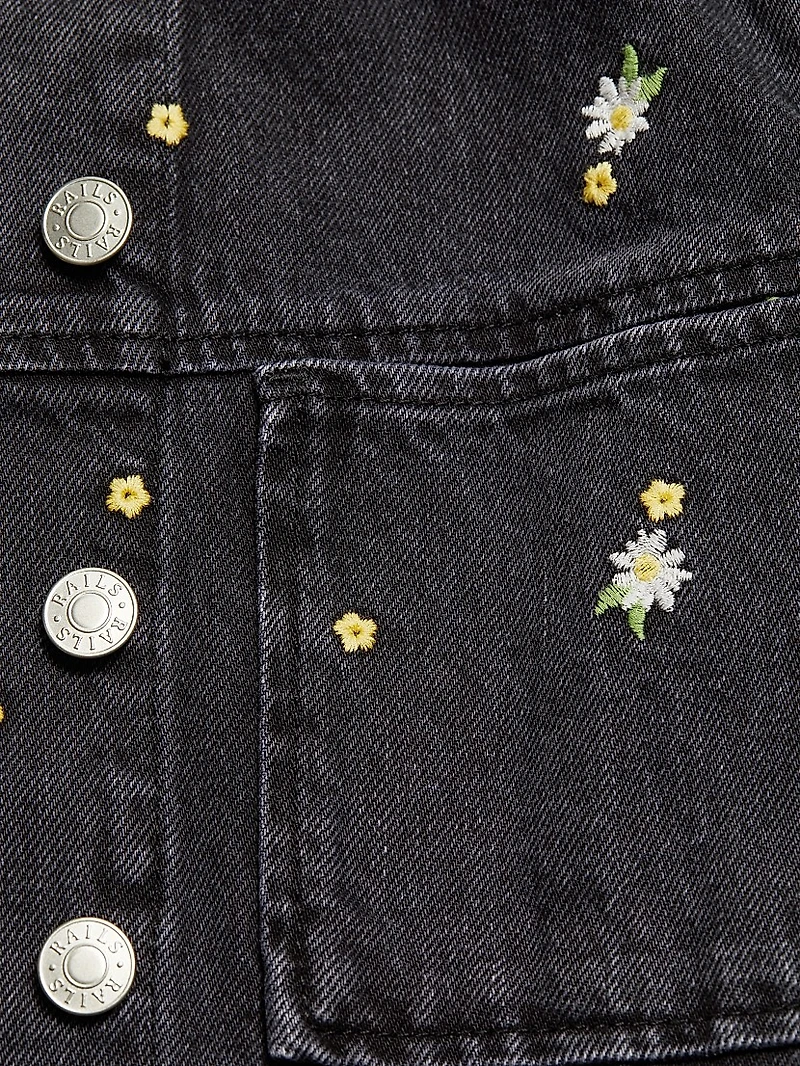 Lady Floral-Embroidery Cotton Denim Jacket