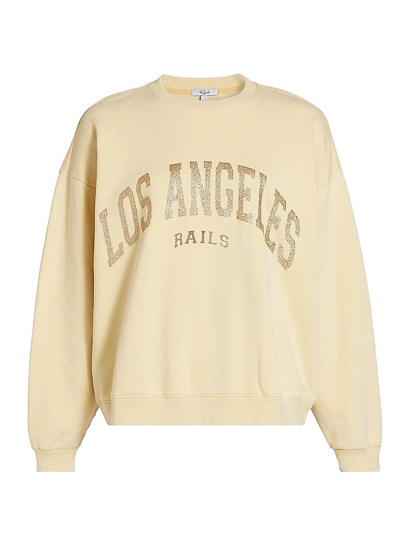 Varsity Glitter Graphic Cotton Fleece Sweatshirt