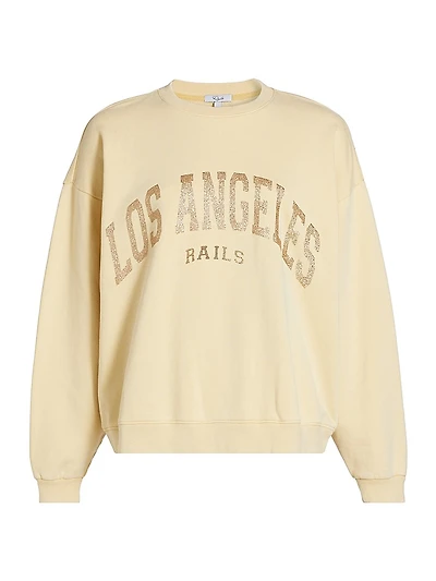 Varsity Glitter Graphic Cotton Fleece Sweatshirt