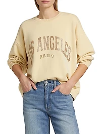 Varsity Glitter Graphic Cotton Fleece Sweatshirt