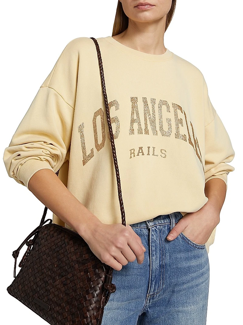 Varsity Glitter Graphic Cotton Fleece Sweatshirt