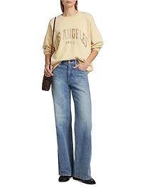 Varsity Glitter Graphic Cotton Fleece Sweatshirt