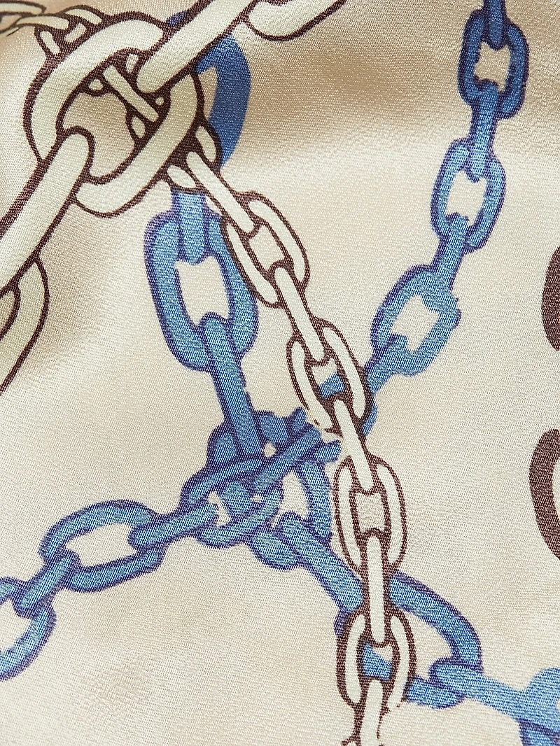 Leah Chain-Print Satin Halterneck Top
