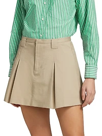 Alfie Cotton Gabardine Pleated Flared Miniskirt