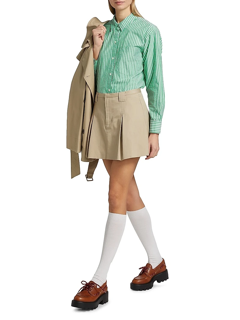 Alfie Cotton Gabardine Pleated Flared Miniskirt