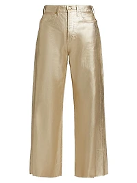 Taylor Metallic Cropped High-Rise Wide-Leg Jeans